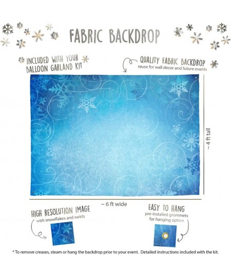 Frozen Snowflake Balloons with Winter Wonderland Backdrop - 102 Pc. Balloon Garland Kit 2 Large Mylar Snowflake Balloons Ball...