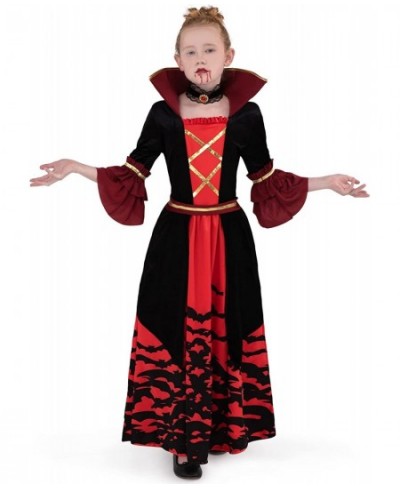 Royal Scary Vampire Costume Set for Girls Kids Victorian Vampiress Queen Dress Up Carnival $26.12 - Kids' Costumes