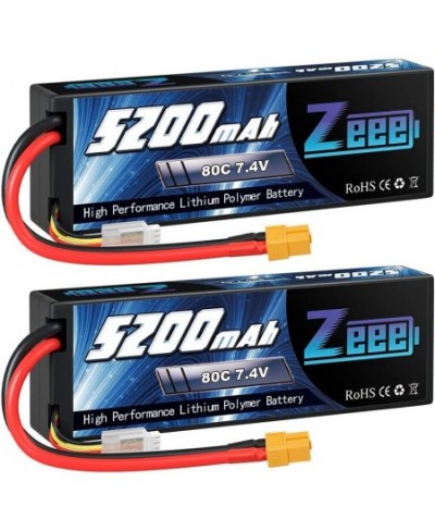 2S 5200mAh Lipo Battery 7.4V 80C Battery with XT60 Plug Hard Case for 1/8 1/10 RC Vehicles Car Slash RC Buggy Truggy RC Airpl...