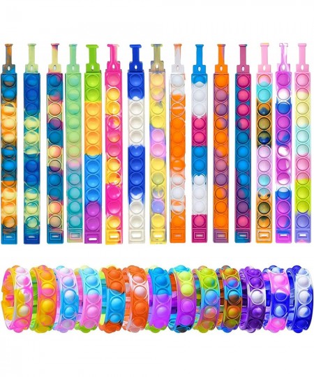 30PCS Pop Fidget Bracelets Toys Durable and Adjustable Stress Relief Wristband Fidget Toys Sets Wearable Push Pop Bubbles Fid...