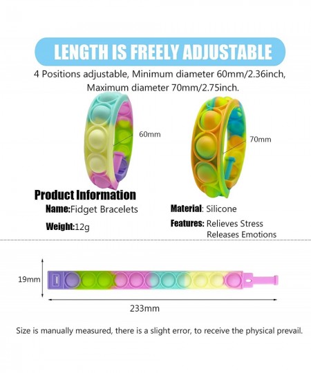 30PCS Pop Fidget Bracelets Toys Durable and Adjustable Stress Relief Wristband Fidget Toys Sets Wearable Push Pop Bubbles Fid...