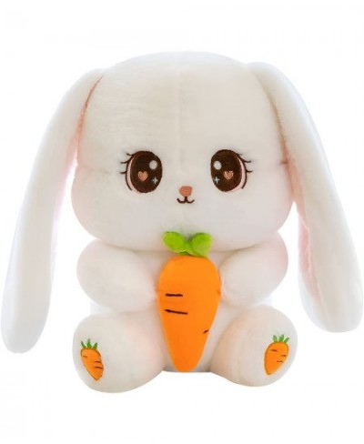 Bunny Stuffed Animal Soft Toy Plushie Sitting Lop Eared Rabbit Easter White Rabbit Stuffed Animal with Carrot Soft Lovely Rea...