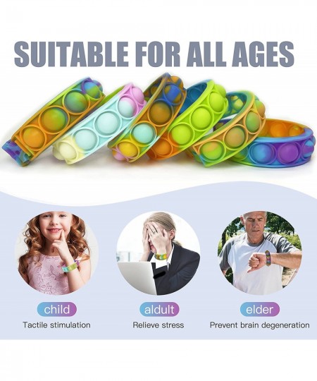 30PCS Pop Fidget Bracelets Toys Durable and Adjustable Stress Relief Wristband Fidget Toys Sets Wearable Push Pop Bubbles Fid...