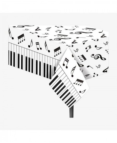 2 Pieces 54x87 Inch Music Tablecloth Musical Notes Tablecover Piano Key Musical Notes Tablecloth Disposable Rectangular Plast...