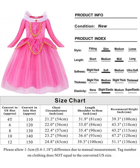 Princess Aurora Girls Costume Dress With Accessory For Halloween Birthday Dress Up Sleep Over Party $45.45 - Kids' Costumes