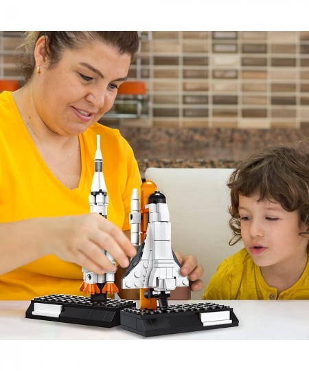 Astronaut Shuttle Rocket Launch Building Kit 2PCS Space Station Transport Rocket Building Block Assembly Science Educational ...