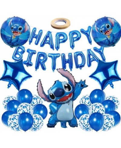 Lilo and Stitch Balloons Party Decorations - Happy Birthday Banner Balloons Stitch Foil Aluminum Pentagram Balloons Confetti ...