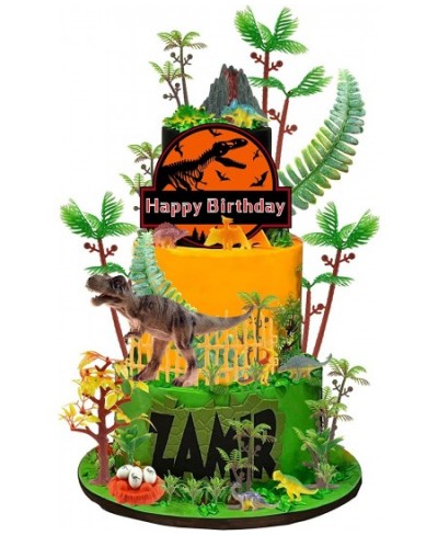 46 PCS Dinosaur Toy Model Trees Set Dinosaur Cake Toppers Dinosaur Figures Cake Decoration for Boy Girl Birthday Baby Shower ...