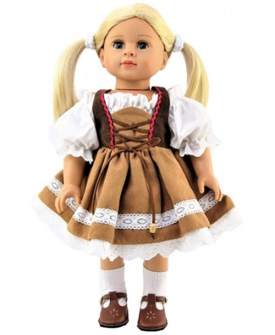 Brown Traditional German Dress fits 18 Inch Doll $29.18 - Doll Accessories