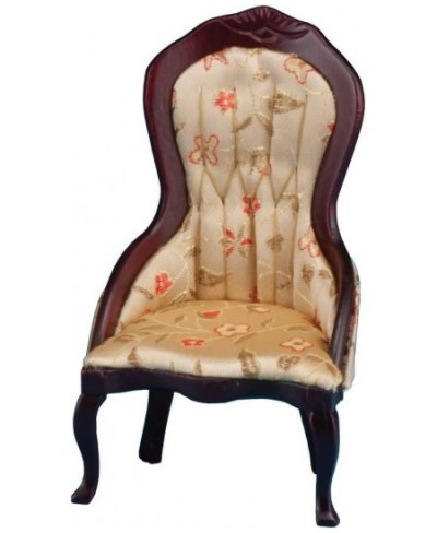 Classics Dollhouse Victorian Lady's Chair Mahogany with Floral Fabric $45.59 - Dollhouse Accessories