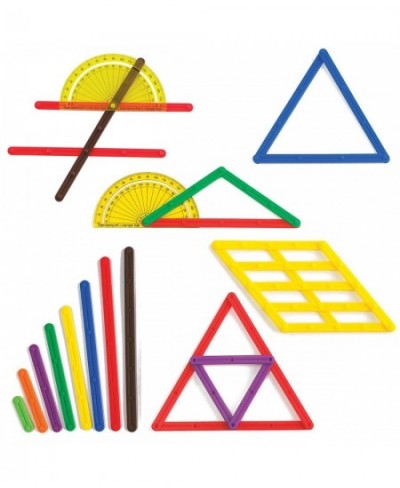 LEARNING ADVANTAGE GeoStix Basic Set - 80 Construction Sticks - 24 Activity Cards - 2 Protractors - Build 2D Shapes and Measu...