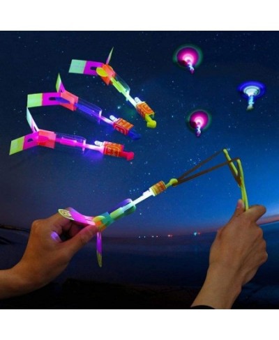 LED Flying Toy 10 PCS Amazing Led Light Slingshot Flying Copters Slingshot Helicopters Slingshot Copters Toy for Kids Birthda...