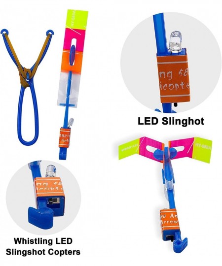 LED Flying Toy 10 PCS Amazing Led Light Slingshot Flying Copters Slingshot Helicopters Slingshot Copters Toy for Kids Birthda...