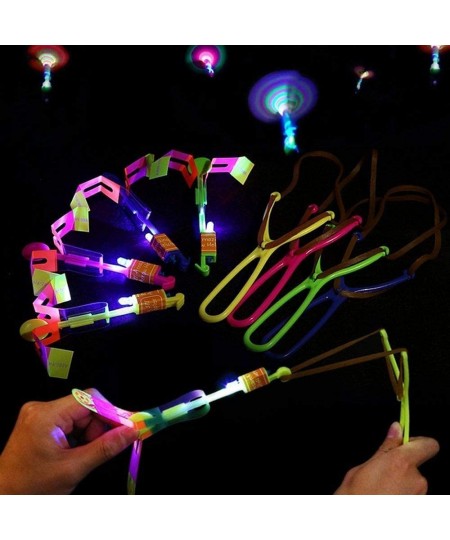 LED Flying Toy 10 PCS Amazing Led Light Slingshot Flying Copters Slingshot Helicopters Slingshot Copters Toy for Kids Birthda...