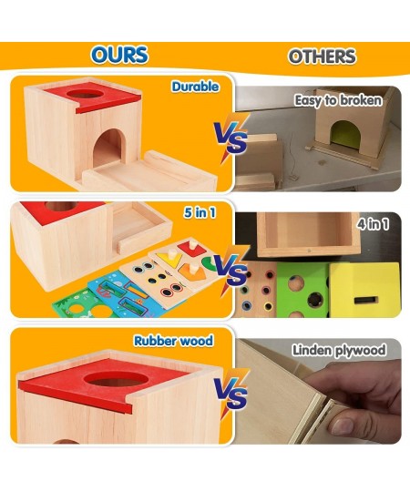 Montessori Toys for 1 2 Year Old 5 in 1 Wooden Toy Box Includes Object Permanence Box Carrot Harvest Shape Sorter-Educational...