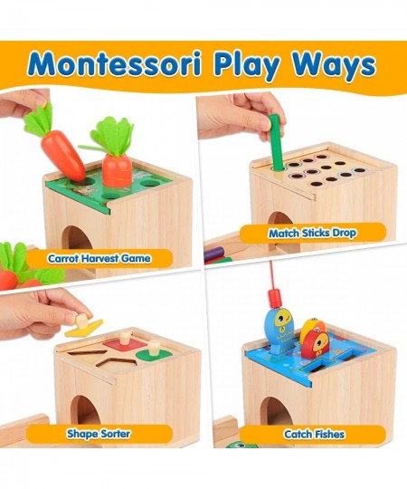 Montessori Toys for 1 2 Year Old 5 in 1 Wooden Toy Box Includes Object Permanence Box Carrot Harvest Shape Sorter-Educational...