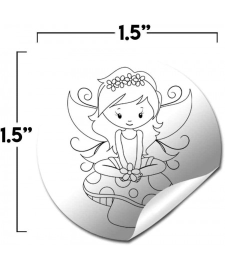 Color Your Own Magical Fairies Themed Birthday Party Favor Sticker Labels for Kids 90 1.5" Party Circle Stickers by AmandaCre...