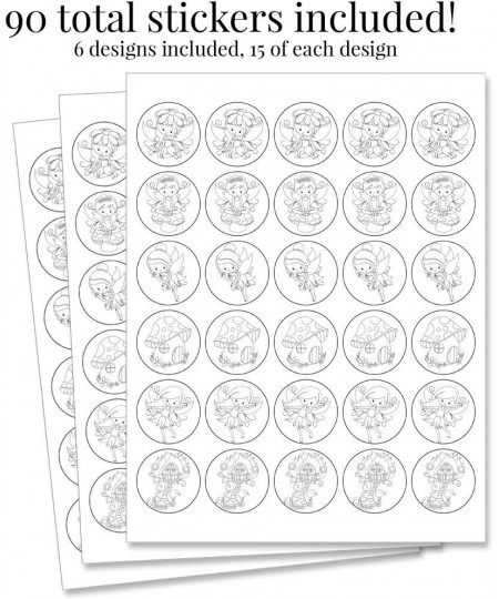 Color Your Own Magical Fairies Themed Birthday Party Favor Sticker Labels for Kids 90 1.5" Party Circle Stickers by AmandaCre...