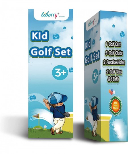 Kids Golf Clubs Set Golf Toy with 1 Golf Cart 3 Golf Clubs 2 Practice Holes 2 Golf Tees & 6 Balls Outdoors Exercise Toy for K...