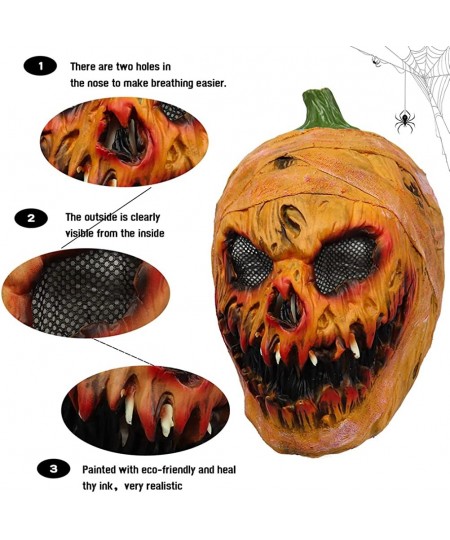 Halloween Pumpkin Mask Scary Pumpkin Monster Mask Creepy Full Head Latex Mask for Halloween Party Cosplay Costume $30.53 - Ki...