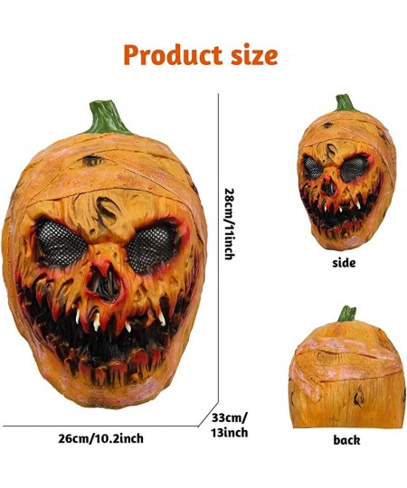 Halloween Pumpkin Mask Scary Pumpkin Monster Mask Creepy Full Head Latex Mask for Halloween Party Cosplay Costume $30.53 - Ki...