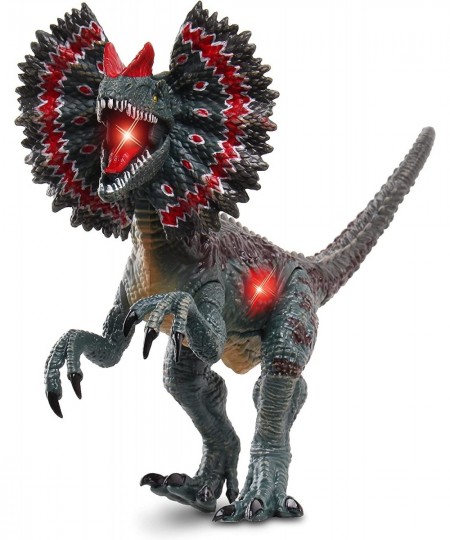 WowWorld B/O Dilophosaurus (Lights & Sounds) Realistic Roars by Rotating an arm Red LED Lights in Mouth and Along Ribs Articu...