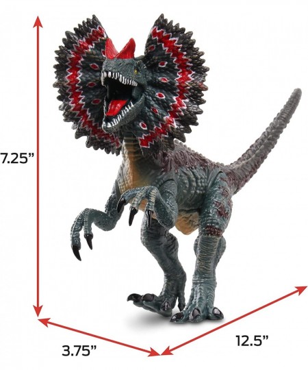 WowWorld B/O Dilophosaurus (Lights & Sounds) Realistic Roars by Rotating an arm Red LED Lights in Mouth and Along Ribs Articu...