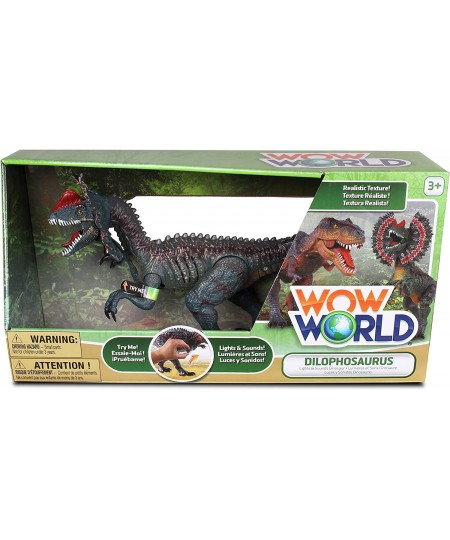 WowWorld B/O Dilophosaurus (Lights & Sounds) Realistic Roars by Rotating an arm Red LED Lights in Mouth and Along Ribs Articu...