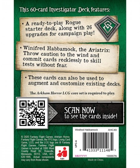 Arkham Horror The Card Game Winifred Habbamook Starter Deck | Horror Game | Mystery Game | Cooperative Card Game | Ages 14+ |...