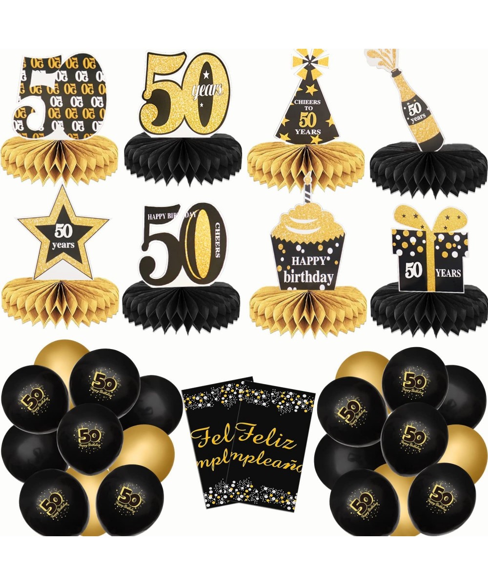 50th Birthday Table Decorations Honeycomb Centerpiece Table Decorations for Men 42 PCS Black Gold Perfection Table Centerpiec...