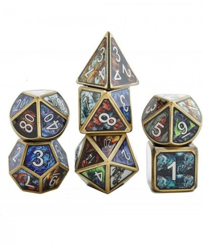 Dungeons and Dragons Design Polyhedral Metal Game Dice with Antique Iron Edge 7pcs Set for DND RPG MTG Table Games Pathfinder...