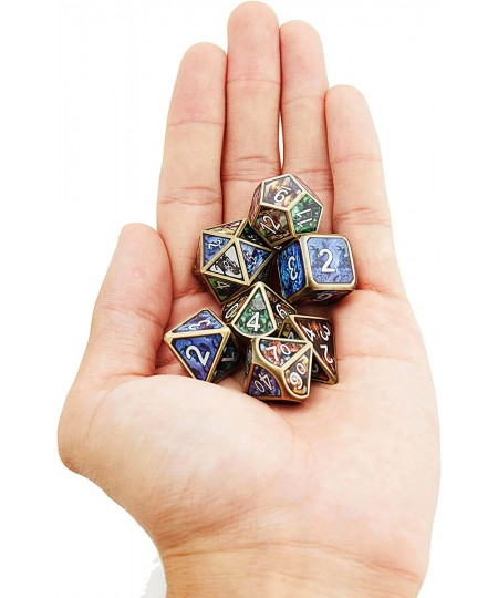 Dungeons and Dragons Design Polyhedral Metal Game Dice with Antique Iron Edge 7pcs Set for DND RPG MTG Table Games Pathfinder...