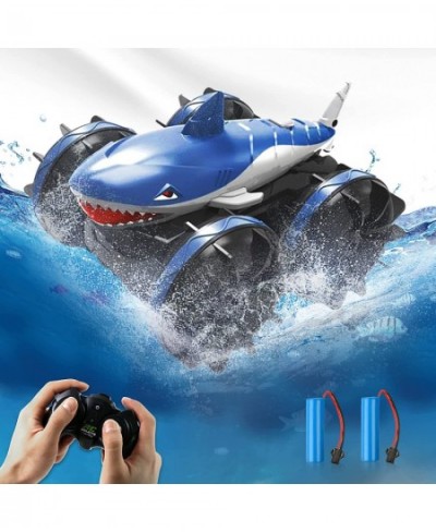 Amphibious Remote Control Car 2.4 GHz Waterproof Off Road RC Shark Truck 4WD Stunt Car 360° Rotation All Terrain RC Truck for...