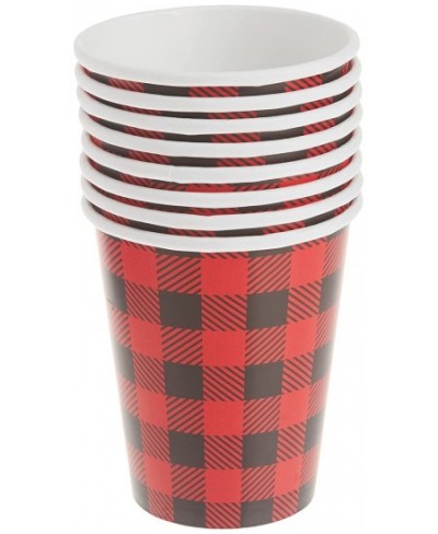 Plaid Lumberjack Disposable Paper Cups 9 Oz Multicolor $14.80 - Kids' Party Tableware