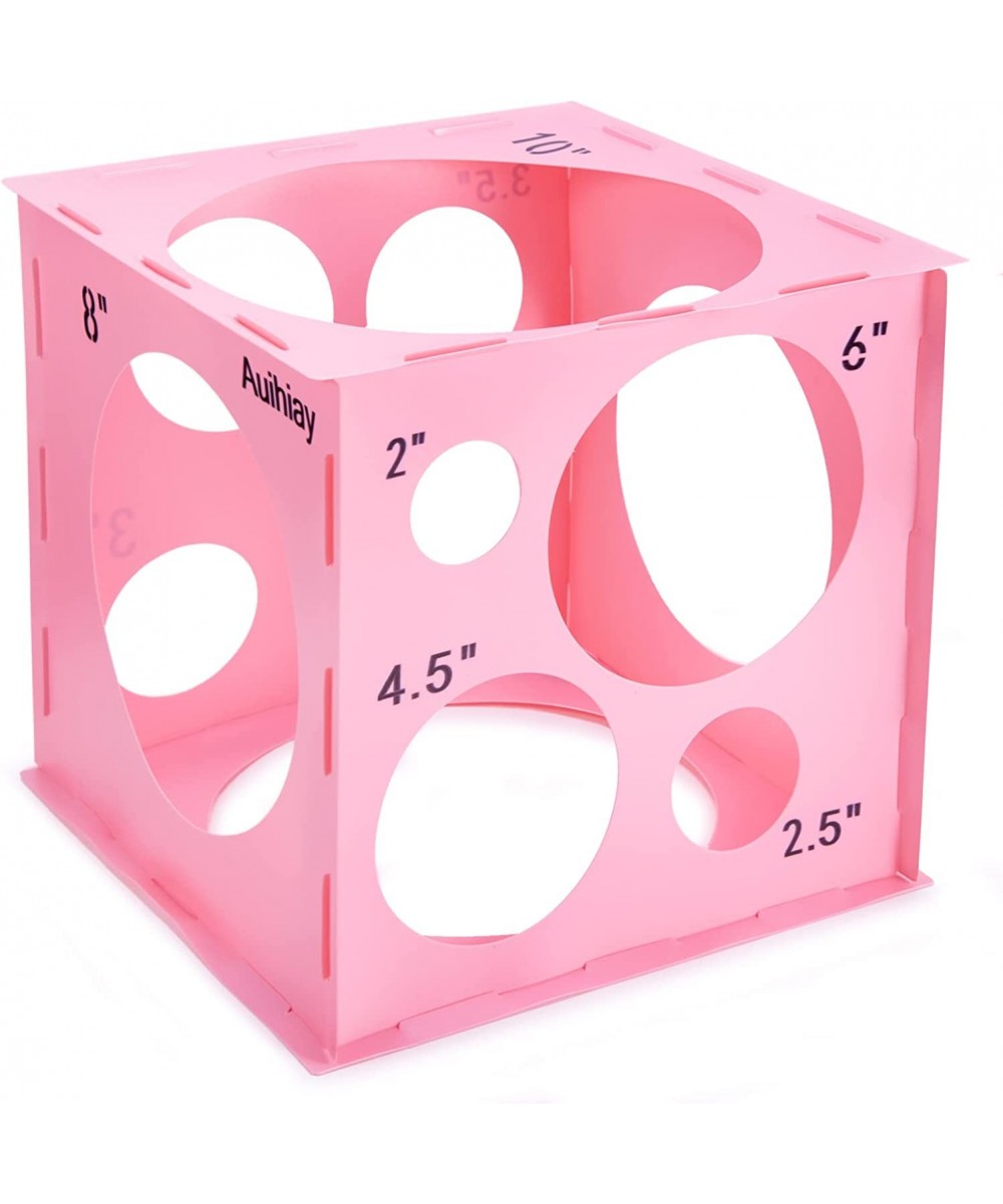 12 Holes Plastic Balloon Sizer Box Cube Pink Collapsible Balloon Size Measurement Tool for Balloon Arches Balloon Towers Ball...