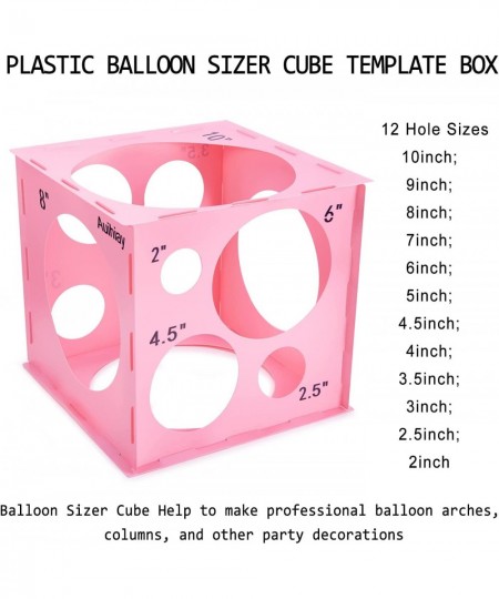 12 Holes Plastic Balloon Sizer Box Cube Pink Collapsible Balloon Size Measurement Tool for Balloon Arches Balloon Towers Ball...