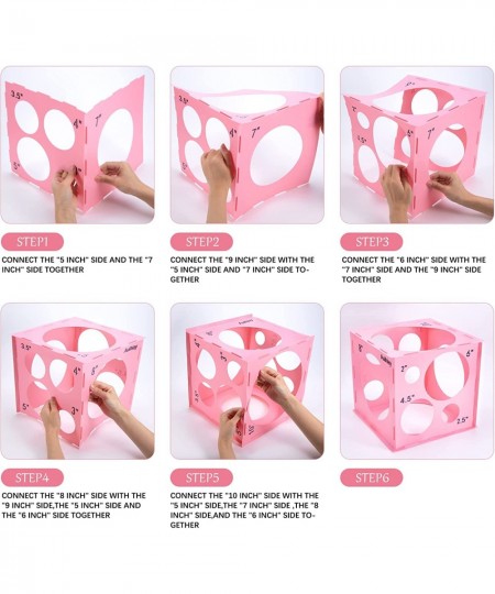 12 Holes Plastic Balloon Sizer Box Cube Pink Collapsible Balloon Size Measurement Tool for Balloon Arches Balloon Towers Ball...