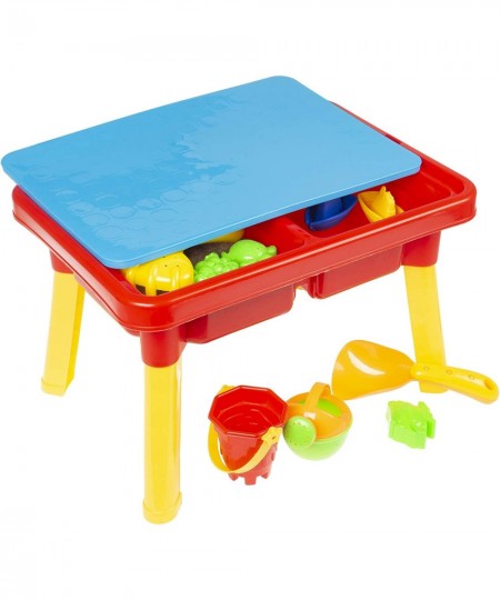 Water or Sand Sensory Table with Lid and Toys - Portable Covered Activity Playset for The Beach Backyard or Classroom $35.39 ...