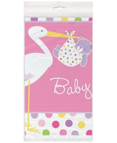 Pink Stork Baby Shower Plastic Tablecloth 84" x 54 $23.53 - Kids' Party Tableware