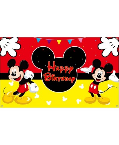 Mickey Happy Birthday Fabric Banner Backdrop Kids Party Decorations Themed Party Favor Supplies Photo Booth Prop for Kids Bab...