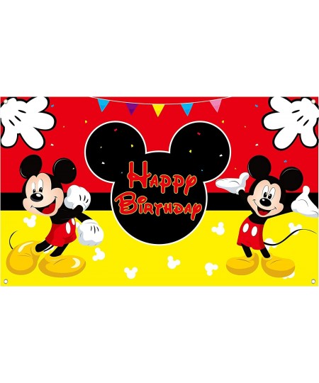 Mickey Happy Birthday Fabric Banner Backdrop Kids Party Decorations Themed Party Favor Supplies Photo Booth Prop for Kids Bab...