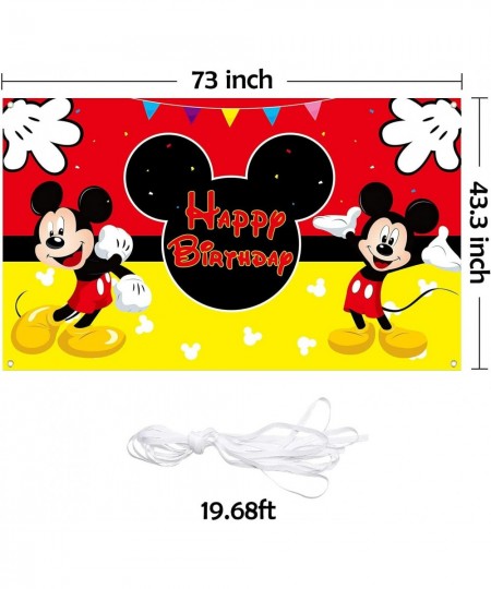 Mickey Happy Birthday Fabric Banner Backdrop Kids Party Decorations Themed Party Favor Supplies Photo Booth Prop for Kids Bab...