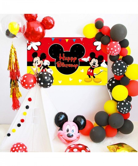 Mickey Happy Birthday Fabric Banner Backdrop Kids Party Decorations Themed Party Favor Supplies Photo Booth Prop for Kids Bab...