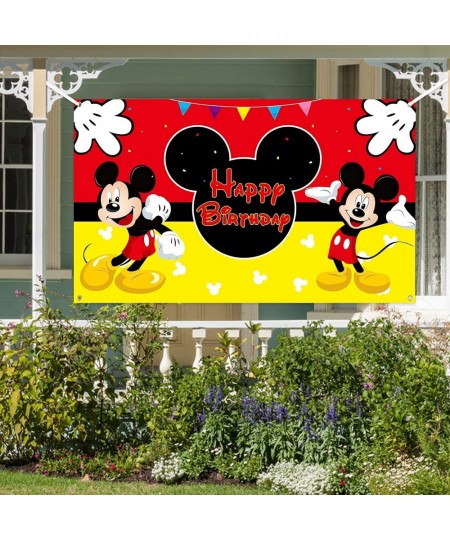 Mickey Happy Birthday Fabric Banner Backdrop Kids Party Decorations Themed Party Favor Supplies Photo Booth Prop for Kids Bab...