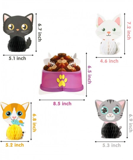 7Pcs Cat Themed Honeycomb Centerpieces Birthday Party Favor Table Decoration Meow Double Sided Table Toppers Party Supplies P...