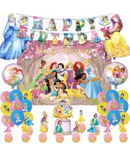 Princess Birthday Party Decorations Princess Theme Party Supplies for Kids Include Happy Birthday Banner Cake Topper Backdrop...