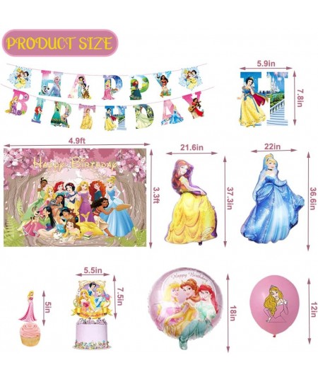 Princess Birthday Party Decorations Princess Theme Party Supplies for Kids Include Happy Birthday Banner Cake Topper Backdrop...