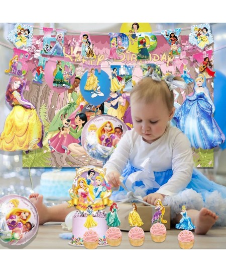 Princess Birthday Party Decorations Princess Theme Party Supplies for Kids Include Happy Birthday Banner Cake Topper Backdrop...