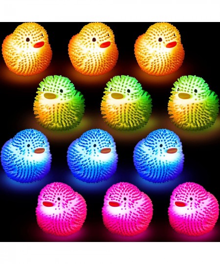 12 Pack LED Puffer Ball Christmas Ducks Chicken Glow Balls Small Light up Ball Funky Flashing Ducks Bathtub Assorted Colors (...