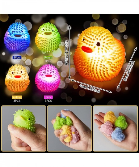 12 Pack LED Puffer Ball Christmas Ducks Chicken Glow Balls Small Light up Ball Funky Flashing Ducks Bathtub Assorted Colors (...